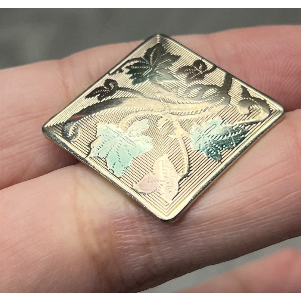 Vintage Gold Tone Etched Floral Design Cufflinks Square Mens Fashion Jewelry - Picture 4 of 8
